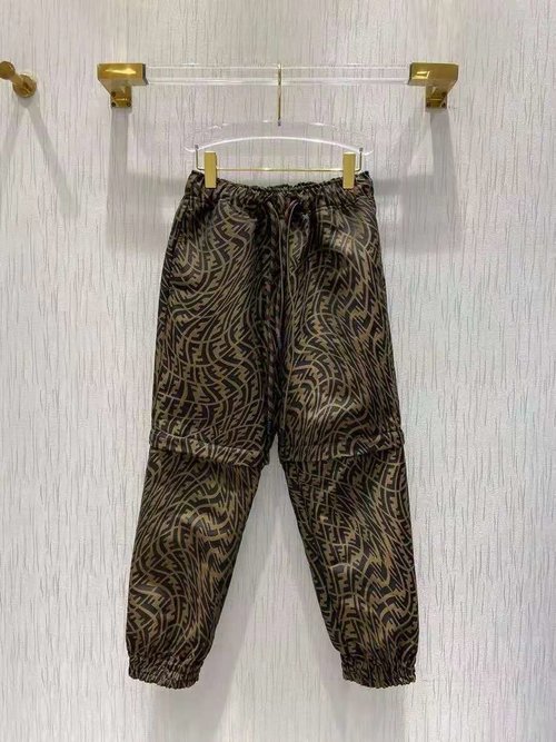 Fendi FF Twisted Jacquard Drawstring Waist Pants with Zipper