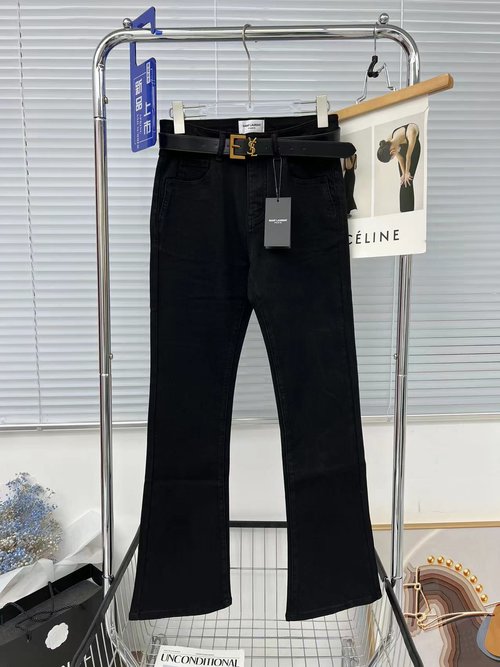 Yves Saint Laurent Elastic Pencil Jeans with Embroidered Back Pocket