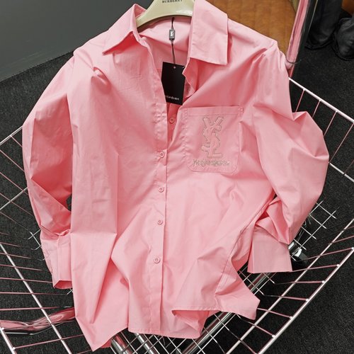 Yves Saint Laurent Heavy-printed Letter Shirt with High-temperature Diamond