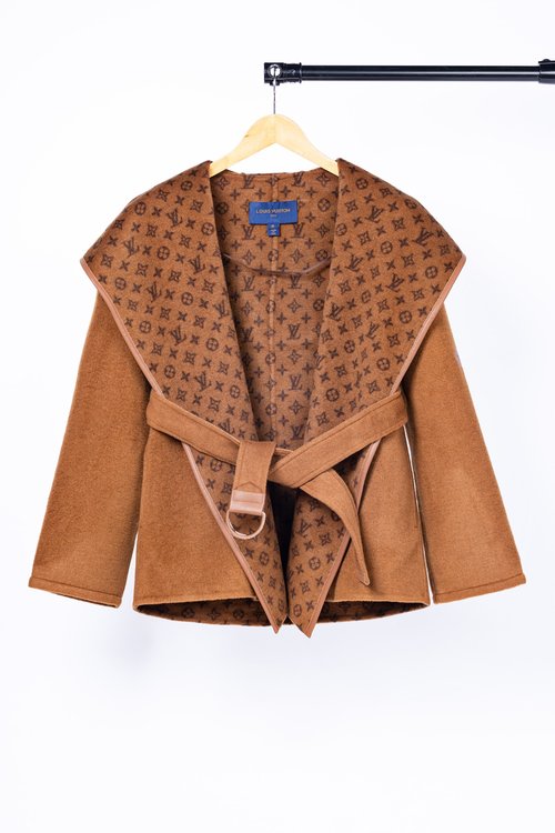 Louis Vuitton Caramel Small Flower Short Garment in 99% Wool and 1% Silk