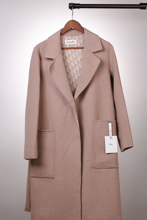 Dior Classic Long Lapel Wool Coat in Pink, Blue, Beige, and Brown