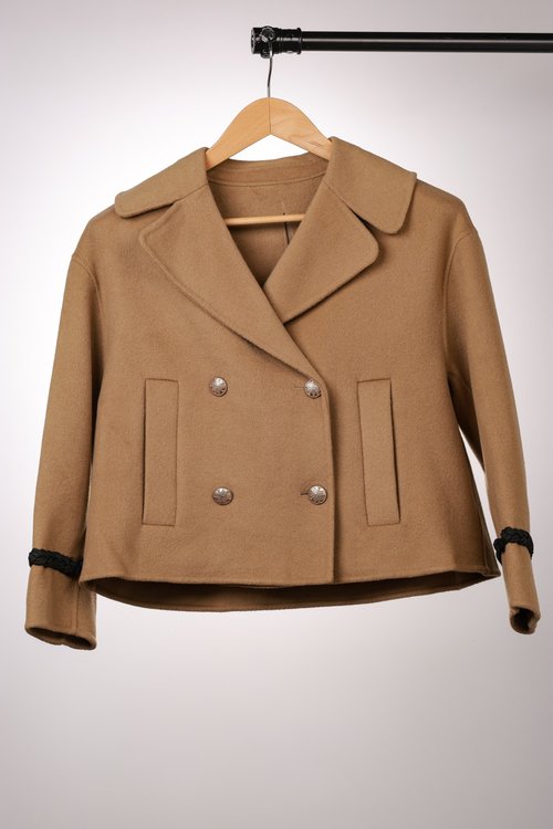 Dior Five - Pointed Star Short Wool - Cashmere Coat in Black, White and Camel with Dust Bag