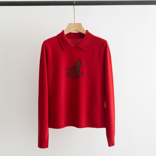 Max Mara Soft and Warm Camel Cashmere Blend Horse Pattern Sweater