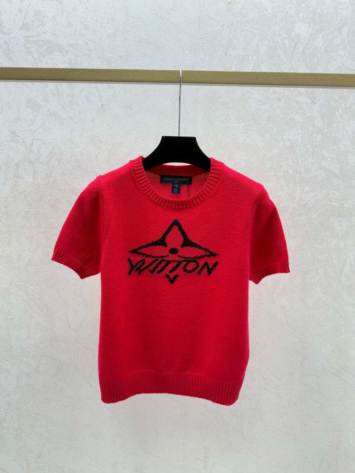 Louis Vuitton Color-blocked Stripe Round-neck Long Sleeve Knit in White, Black & Red