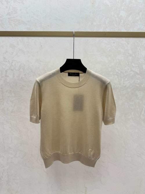 Prada Simple Solid-Color Round-Neck Knitted Short-Sleeve Top