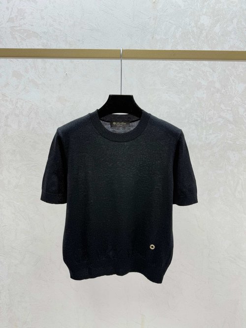 Prada Solid Color Simple Round-Neck Knitted Short-Sleeved Top