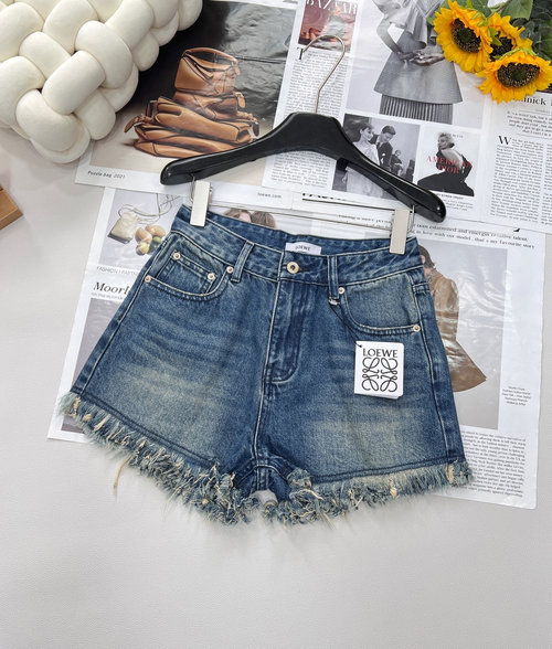 Loewe Exclusive Vintage Denim Shorts with Embroidery