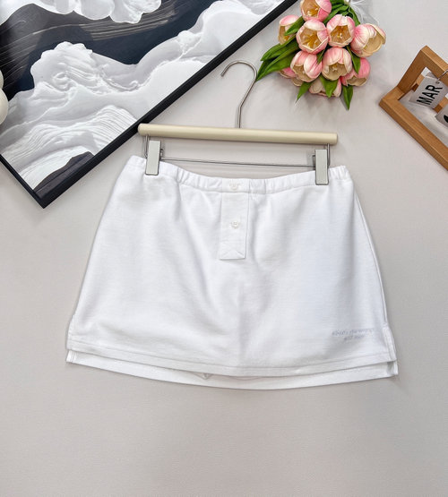 Alexander Wang Embroidered Letter Short Drawstring Collar T-shirt and Casual Skirt Ensemble