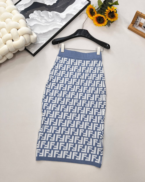 Fendi Blue Jacquard Knit with Contrast in Classic Series