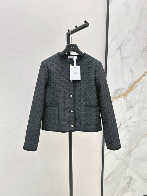 Dior Exclusive Black and Gold Check Jacket with Pearl Buttons