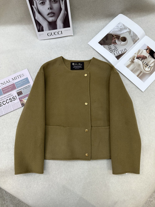 Loro Piana Minimalist Short Double-Wool Coat with Custom Logo