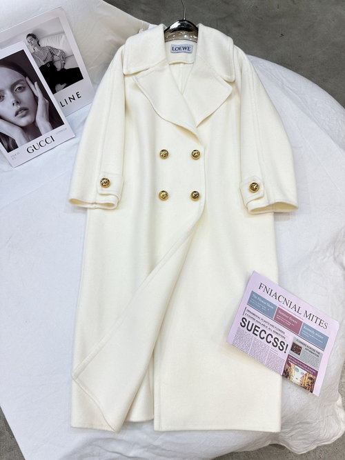 Loewe Double-Sided Cashmere and Wool Coat with Gold Buckles