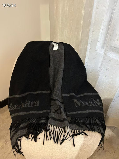 Max Mara Warm Wool Fringe Letter Shawl as Multi-Functional Outerwear