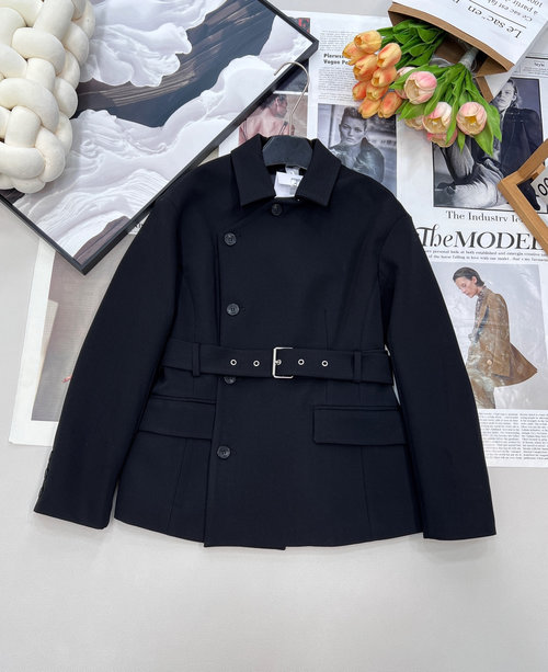 Dior High-End Belted Lapel Blazer, Stylish and Elegant
