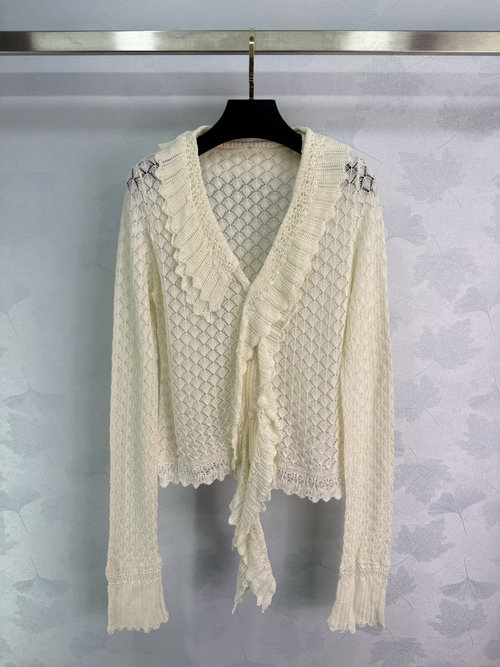 Dior Detachable Lace Knit Top with Distinctive Texture