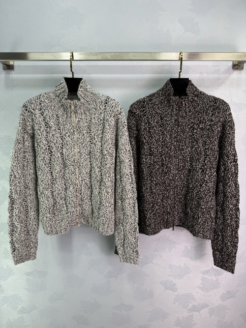 Brunello Cucinelli Stand Collar Knitted Cardigan with Textured Details