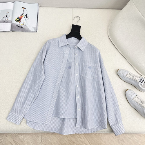 Loewe Exclusive Blue Stripe Two-Piece Set with Classic Logo Embroidery