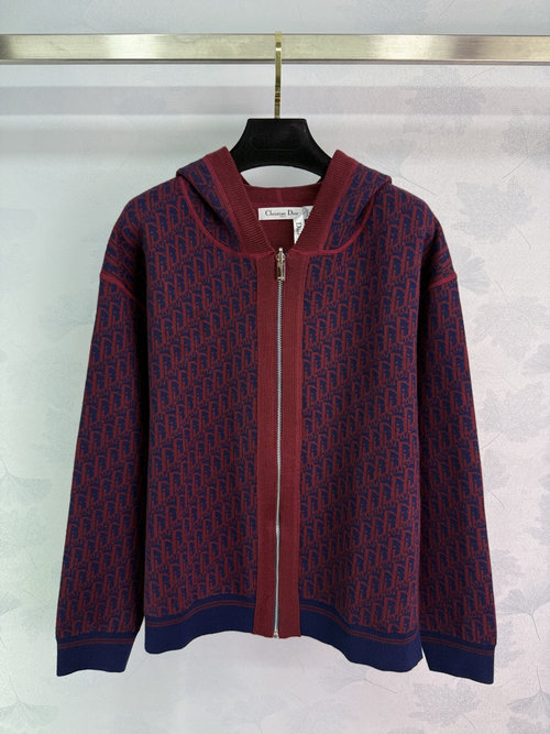 Dior Double-Sided Knit Hooded Cardigan, High-End and Adaptable