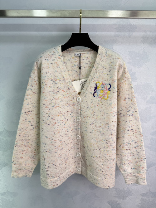 Loewe Colorful Logo-Embroidered V-neck Cardigan for an Elegant Appearance