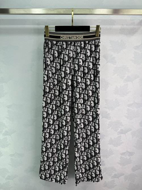Dior Letter-Printed Wide-Leg Trousers, Comfortable and Versatile