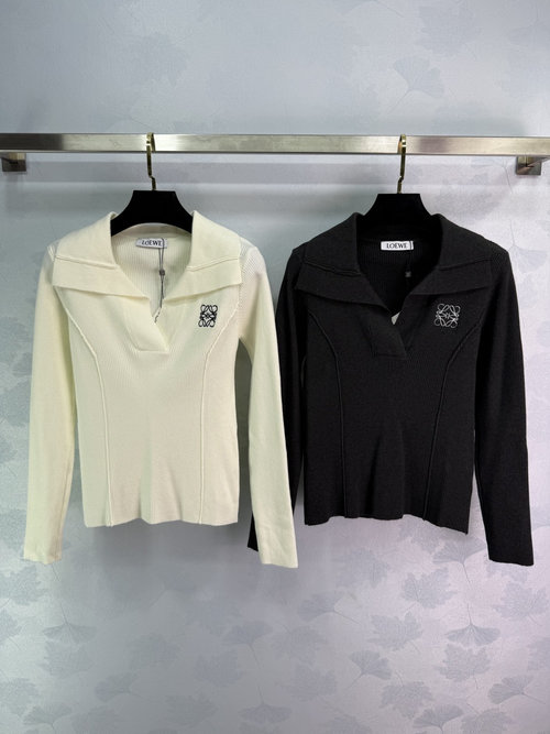 Loewe Logo Embroidered Polo Neck Sweater - Elevated Casual Style