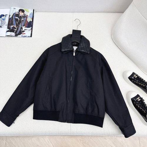 Bottega Veneta Retro Fashionable Knitted Collar Stitching Jacket