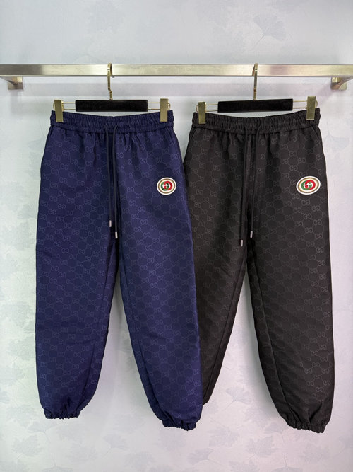 Gucci Elastic Waist Bundle Leg Pants with Double G Jacquard and Molded Hardware