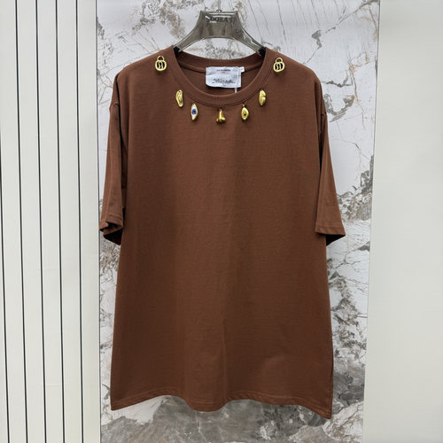 Schiaparelli Elegant Tops in Black, White & Brown with Gold Neck Hardware, Ideal for Jeans