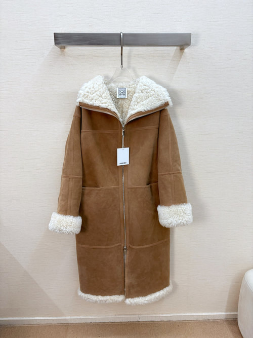 Toteme Long Imported Fur and Leather Garment, All Real Shots