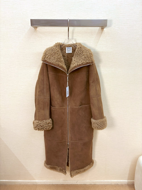 Toteme Long Imported Fur and Leather Garment, All Real Shots