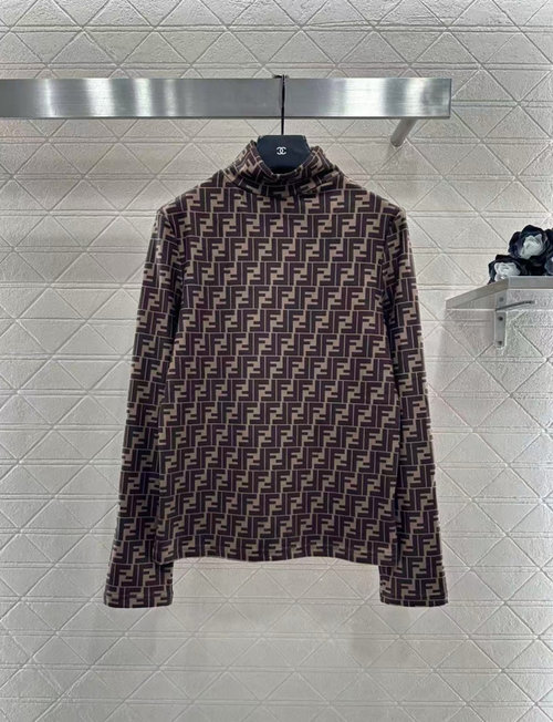 Fendi High-Neck Fleece Lined Base Layer with Double F Logo, Soft & Slim