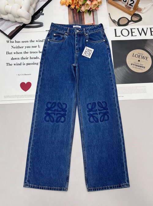 Loewe Exclusive High-Waisted Straight-Leg Jeans with Logo