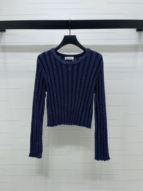 Loewe Exquisite Sequined Knit Long-sleeve with Vertical Detailing