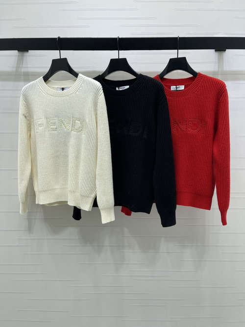 Fendi High-quality Knitted Round-neck Sweater with Embroidered Logo