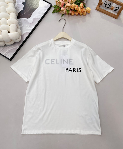 Celine Printed Letter Relaxed Short Sleeve T-shirt