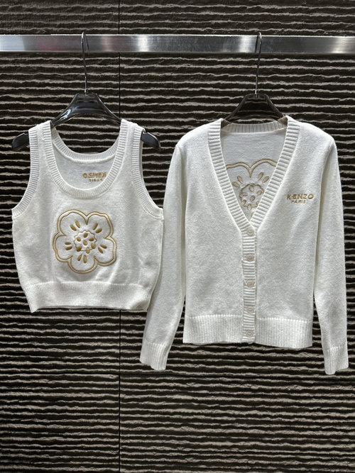 Kenzo Heavy-Duty Three-Dimensional Embroidery Vest and Cardigan Set