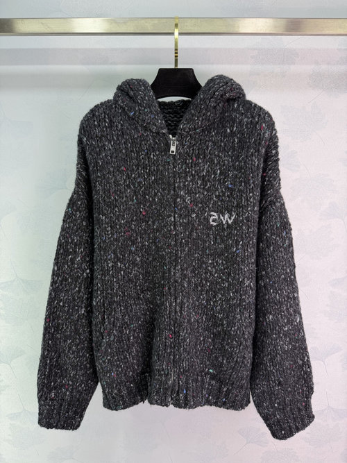 Alexander Wang Mixed Yarn Hooded Sweater with Colorful Fibers and Embroidered Logo