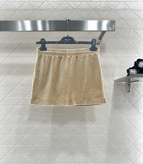 Alexander Wang Sequined Velvet Hooded Jacket and Skirt Set in Versatile Khaki