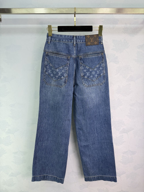 Louis Vuitton Classic Monogram Embroidered Jeans for Comfort