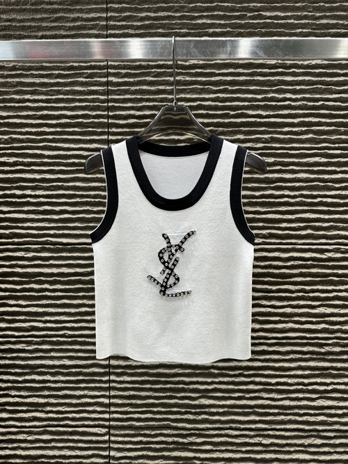 Yves Saint Laurent Real Shot: Heavy Embroidered Diamond Back Vest