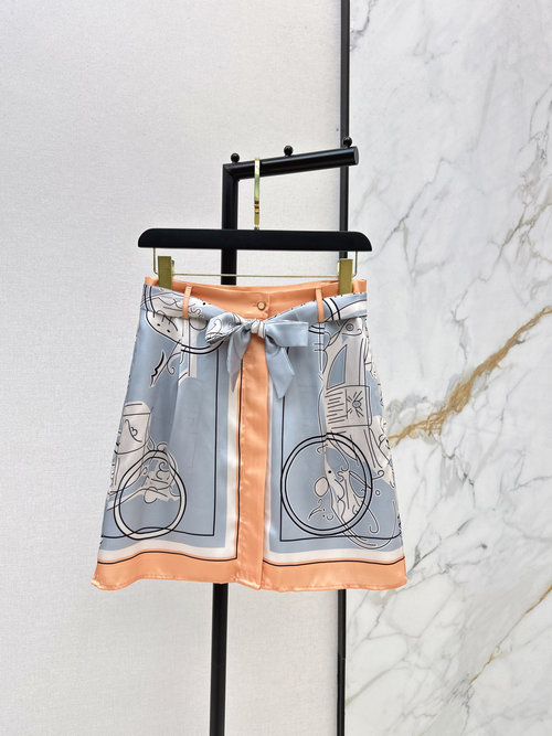 Hermes Silk Printed Half Skirt for Relaxed Style