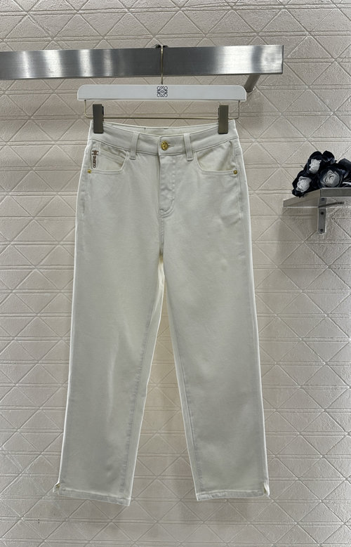 Celine Off-White Stretch Denim Ankle Pants, Timeless and Adaptable