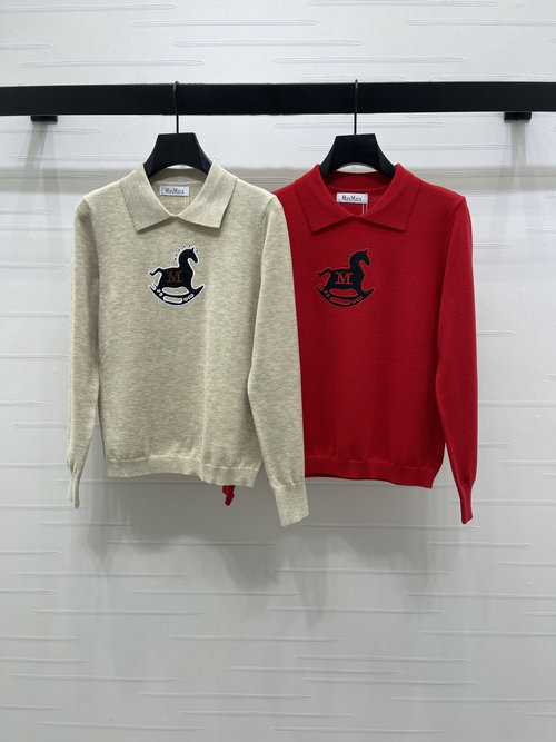 Max Mara Spring Slimming Horse-Print Crewneck Sweater