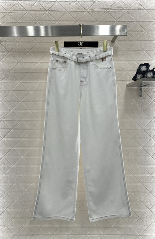 Alexander Wang Perforated Belt Embroidered Straight Leg Jeans, Comfort Meets Chic