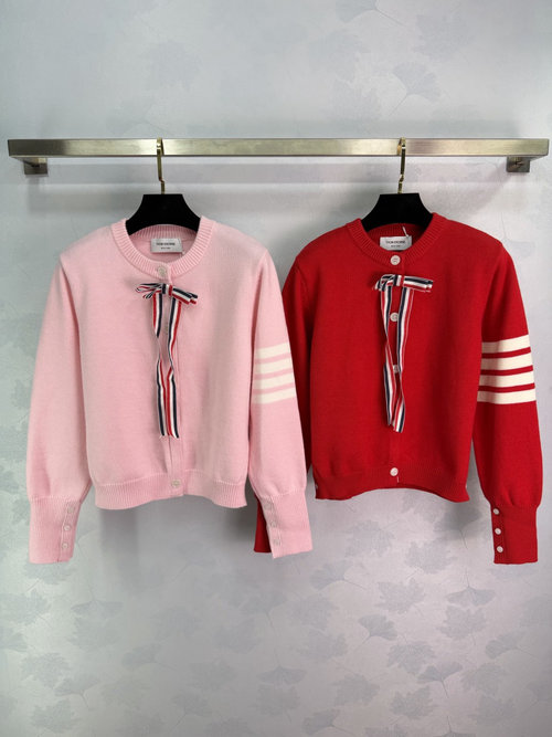 Thom Browne Customized Wool Knit Cardigan with Dog and Bowtie