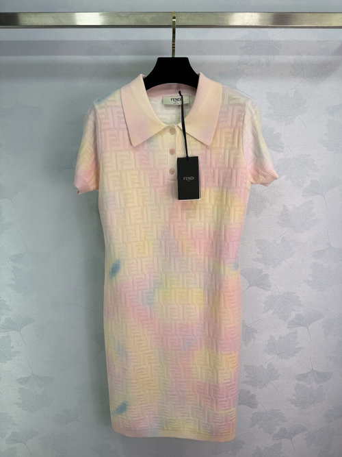 Fendi Jacquard Knit Short Sleeve Dress