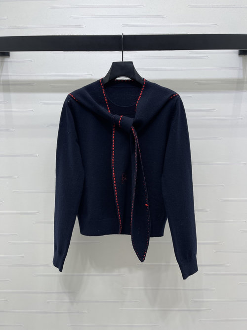 Loewe Knit Sweater with Detachable Shawl Collar, Classic Sophistication