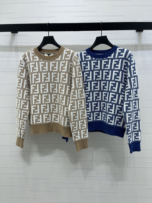 Fendi Early Spring Letter Jacquard Long Sleeve Knitted Sweater