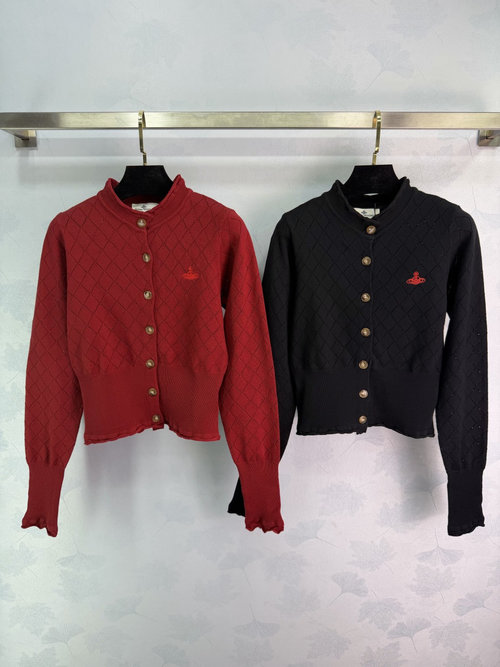 Vivienne Westhood Sweet Chic Lace - Trimmed Long Sleeve Diamond Cardigan