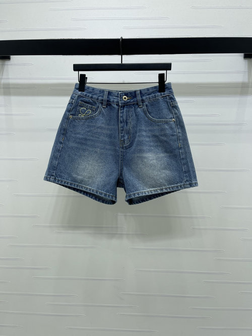 Louis Vuitton High-end Denim Shorts with Pocket Embroidery